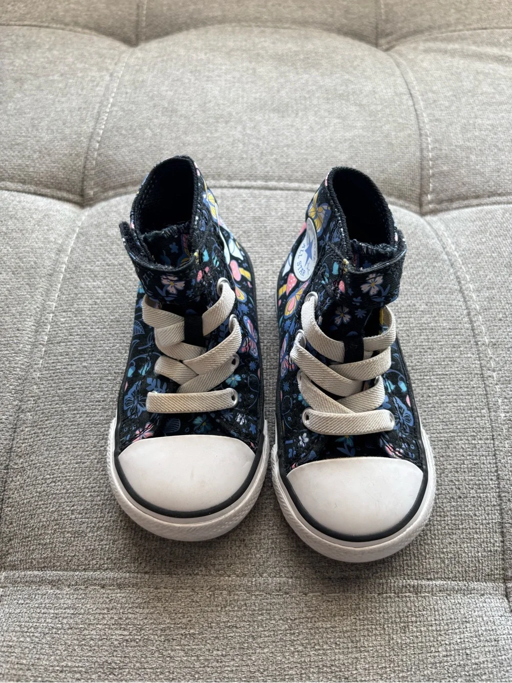 Converse Kids Navy High-Top Sneakers with Colorful Butterfly Print